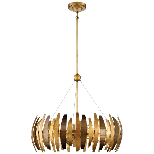 The Manitou chandelier brings sophisticated warmth to any space with its Ardor Gold finish and 6-light configuration. At 28.5 inches wide, it's perfectly sized for medium dining rooms and entryways, offering versatile style that bridges traditional and contemporary design.