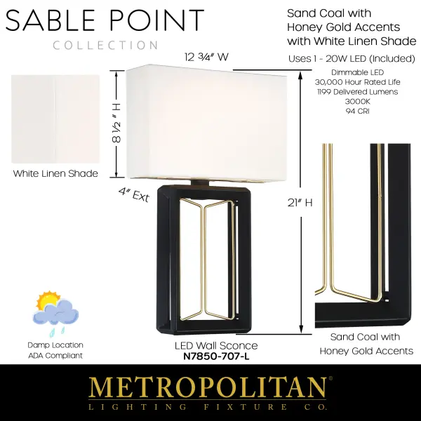 Sable Point 1-Light LED Wall Sconce - Image 2