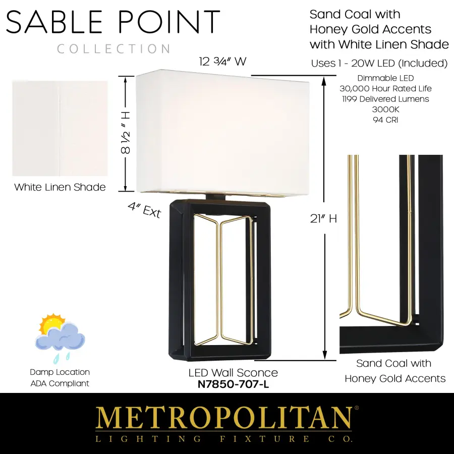 Sable Point 1-Light LED Wall Sconce - Image 2