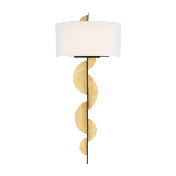 The Navia wall sconce combines contemporary design with warm metallic finishes. Its dual LED lights provide excellent illumination with high color rendering, while the white linen shade softens the light beautifully.