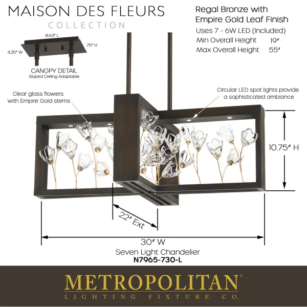 Maison Des Fleurs 7-Light LED Chandelier - Image 4