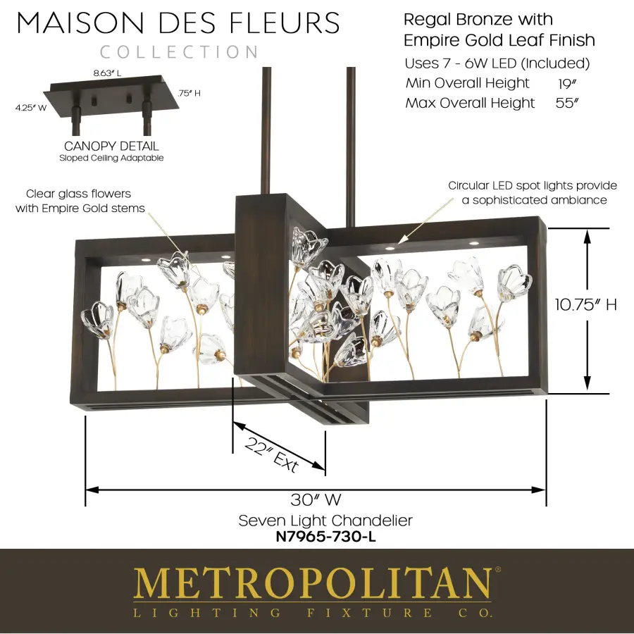 Maison Des Fleurs 7-Light LED Chandelier - Image 4