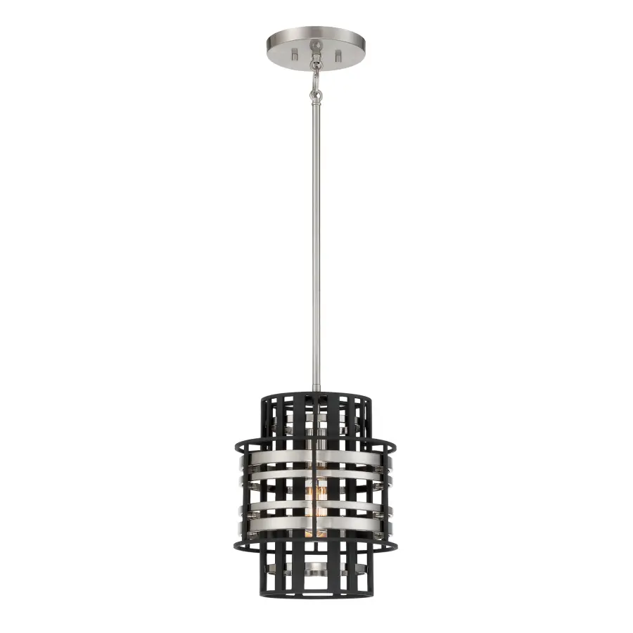 Presten 1-Light Mini Pendant in Brushed Nickel with Sand Coal - Image 1