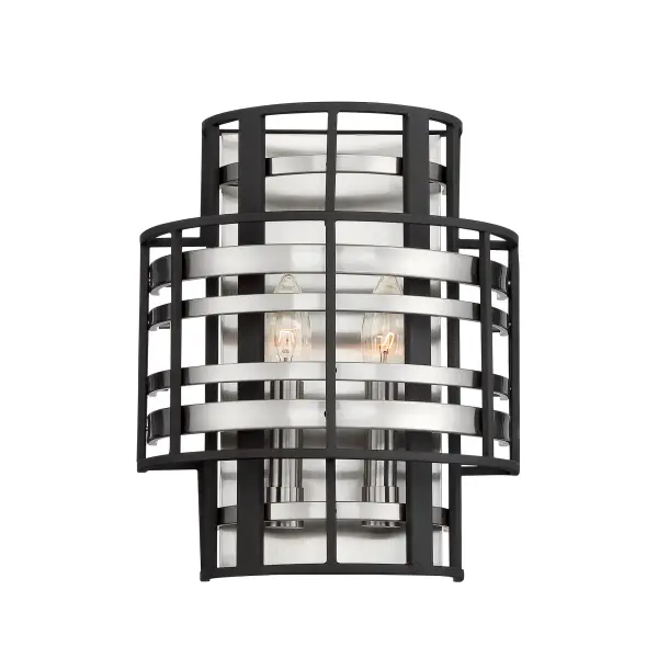 The Presten wall sconce combines brushed nickel hardware with sand coal glass shades for a sophisticated contemporary look. Its compact 10-inch width makes it ideal for bathrooms and hallways while providing ample illumination.