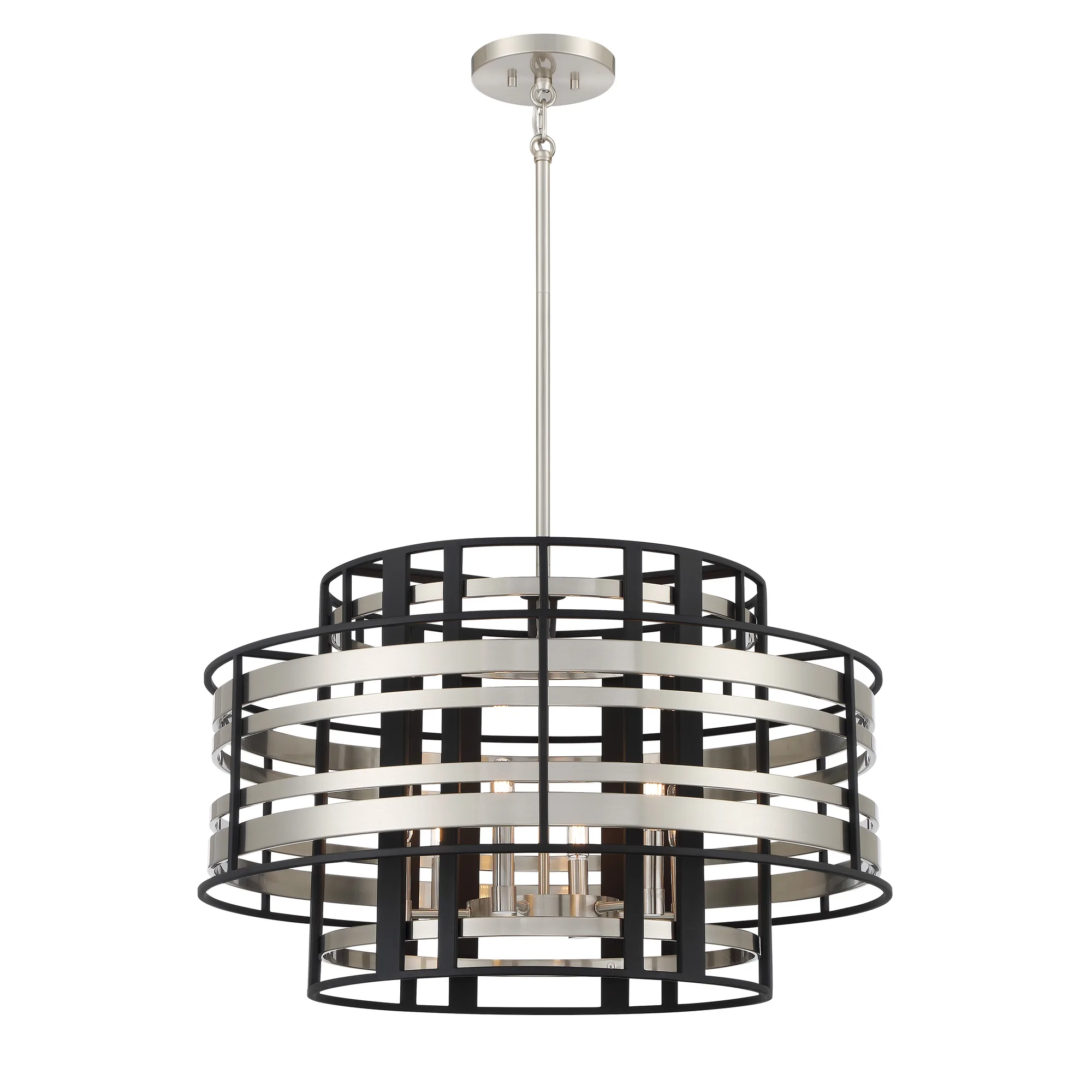 Presten 6-Light Pendant in Brushed Nickel with Sand Coal