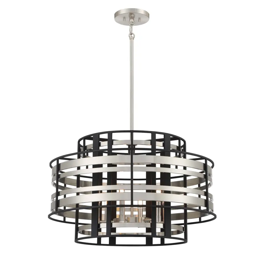Presten 6-Light Pendant in Brushed Nickel with Sand Coal - Image 1