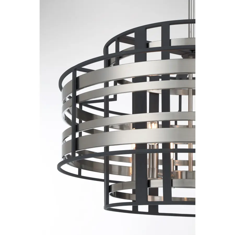 Presten 6-Light Pendant in Brushed Nickel with Sand Coal - Image 2