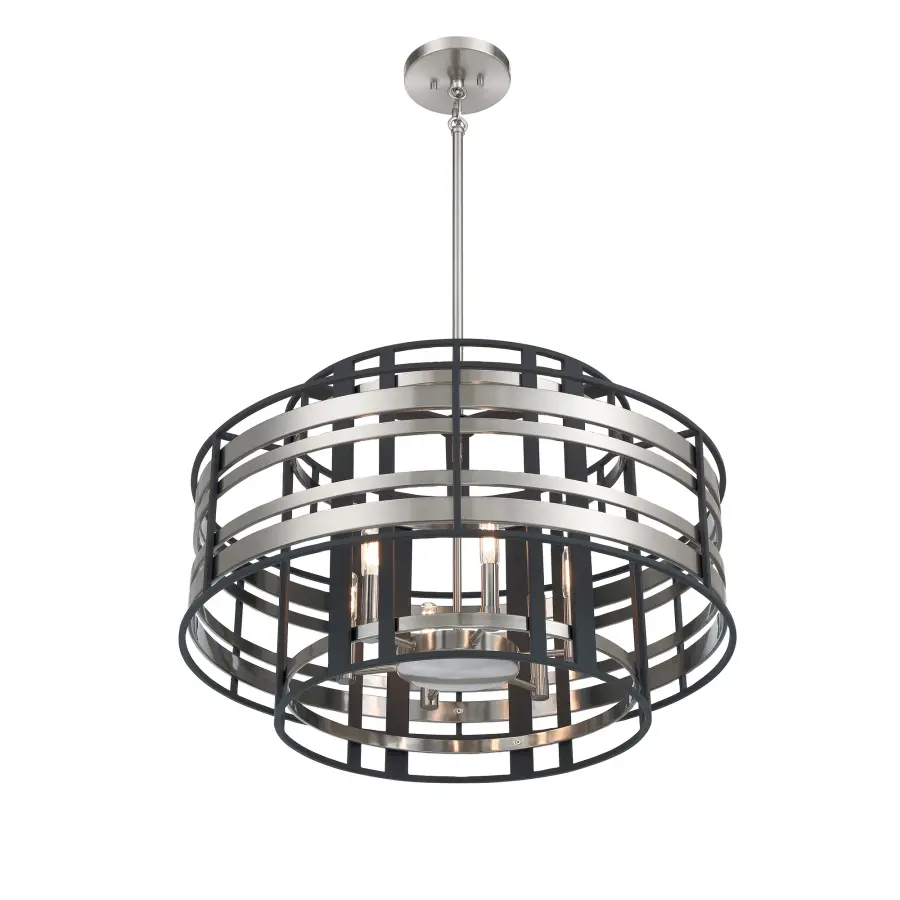Presten 6-Light Pendant in Brushed Nickel with Sand Coal - Image 3