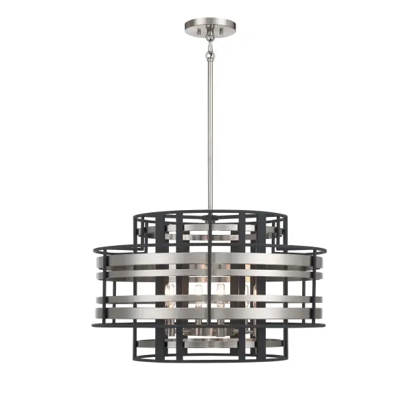 Presten 6-Light Pendant in Brushed Nickel with Sand Coal - Image 4
