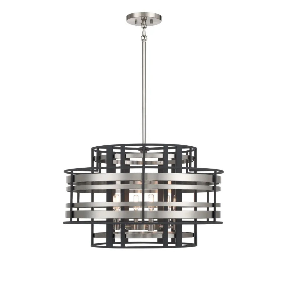 Presten 6-Light Pendant in Brushed Nickel with Sand Coal - Image 4