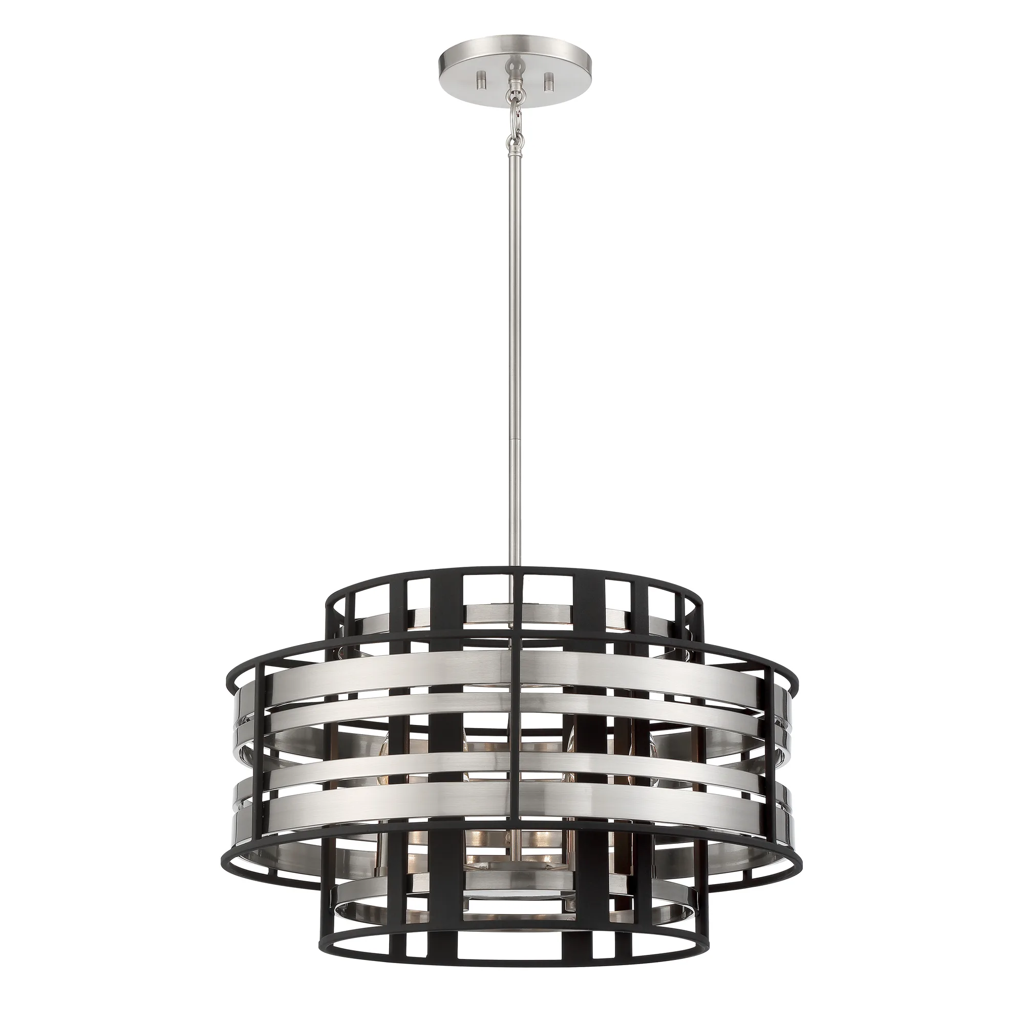 Presten 6-Light Pendant in Brushed Nickel with Sand Coal