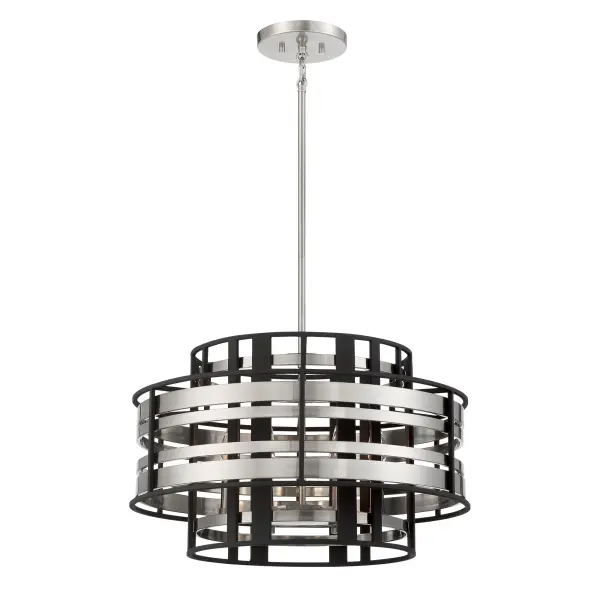 Presten 6-Light Pendant in Brushed Nickel with Sand Coal - Image 1