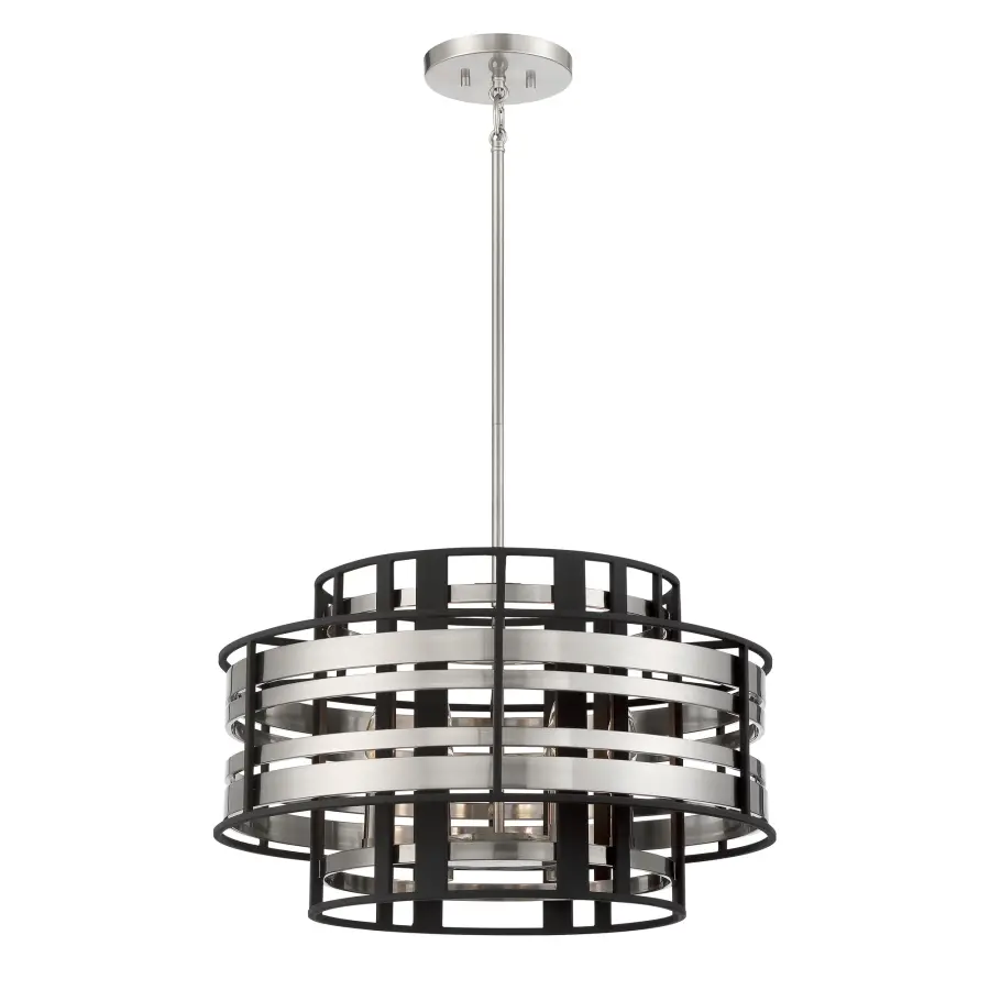 Presten 6-Light Pendant in Brushed Nickel with Sand Coal - Image 1