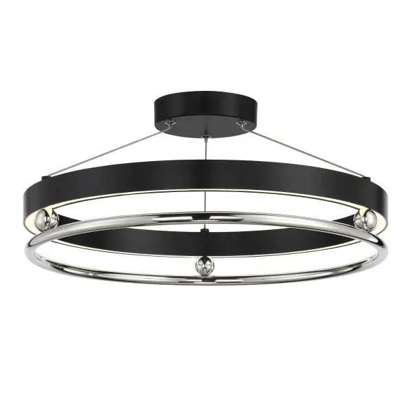 The Grande Illusion pendant combines modern aesthetics with high-performance LED technology. Its 21.25-inch profile delivers 1203 lumens with a superior 92 CRI, ensuring true color rendering. The polished nickel and coal finish adds sophisticated contrast.