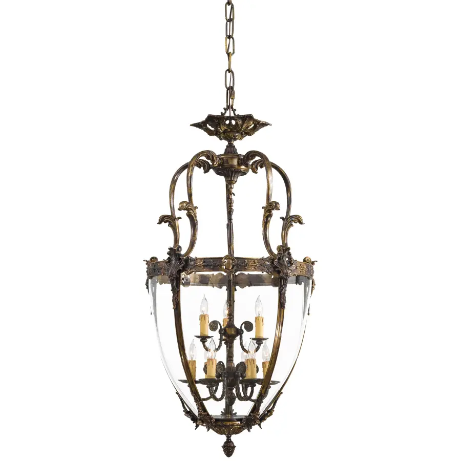 9-Light European Foyer Pendant in Antique Bronze