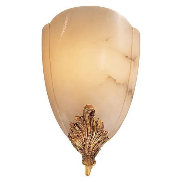 This Metropolitan wall sconce combines timeless French Gold finish with baroque accents and antique white alabaster for sophisticated ambient lighting. Perfect for traditional and transitional interiors.