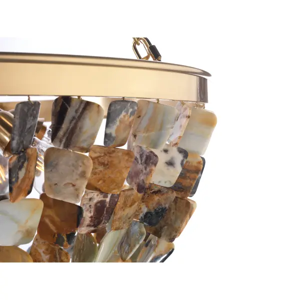 Flotsam 8-Light Pendant in Brass with Multi-Color River Agate - Image 3