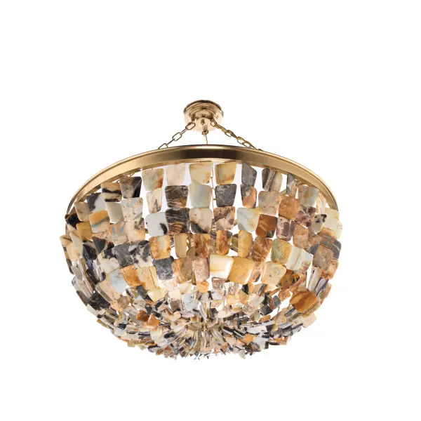 Flotsam 8-Light Pendant in Brass with Multi-Color River Agate - Image 5
