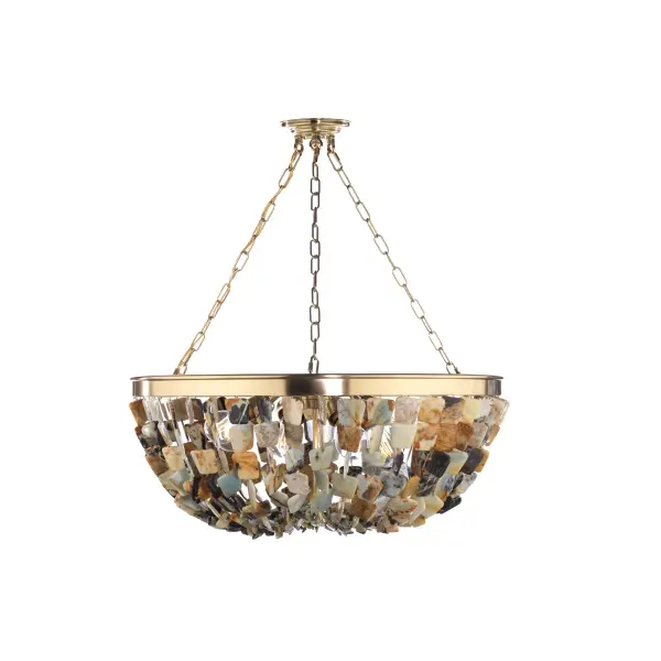 Flotsam 8-Light Pendant in Brass with Multi-Color River Agate - Image 6