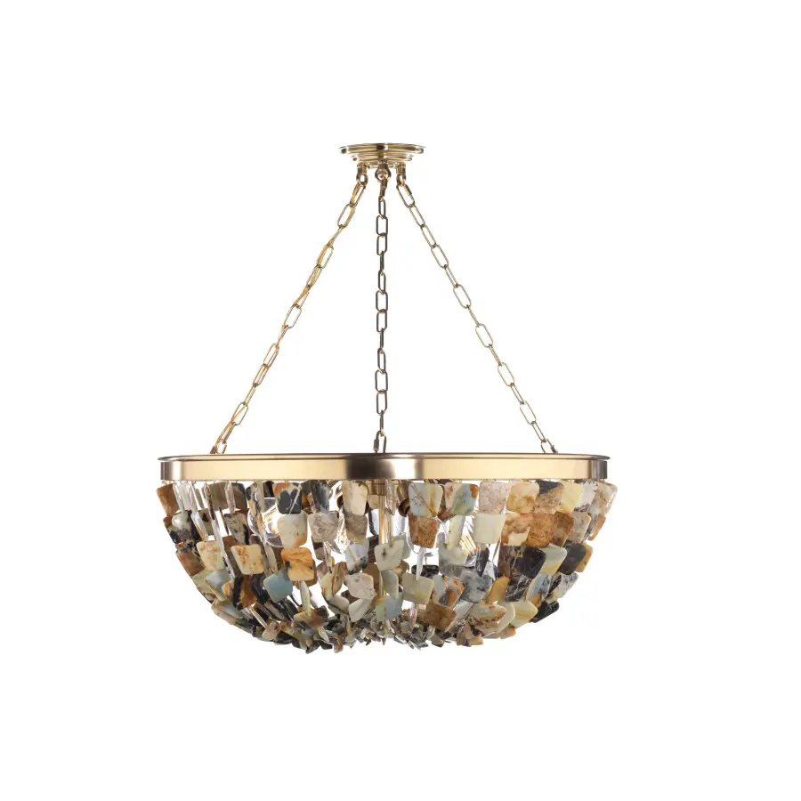 Flotsam 8-Light Pendant in Brass with Multi-Color River Agate - Image 6