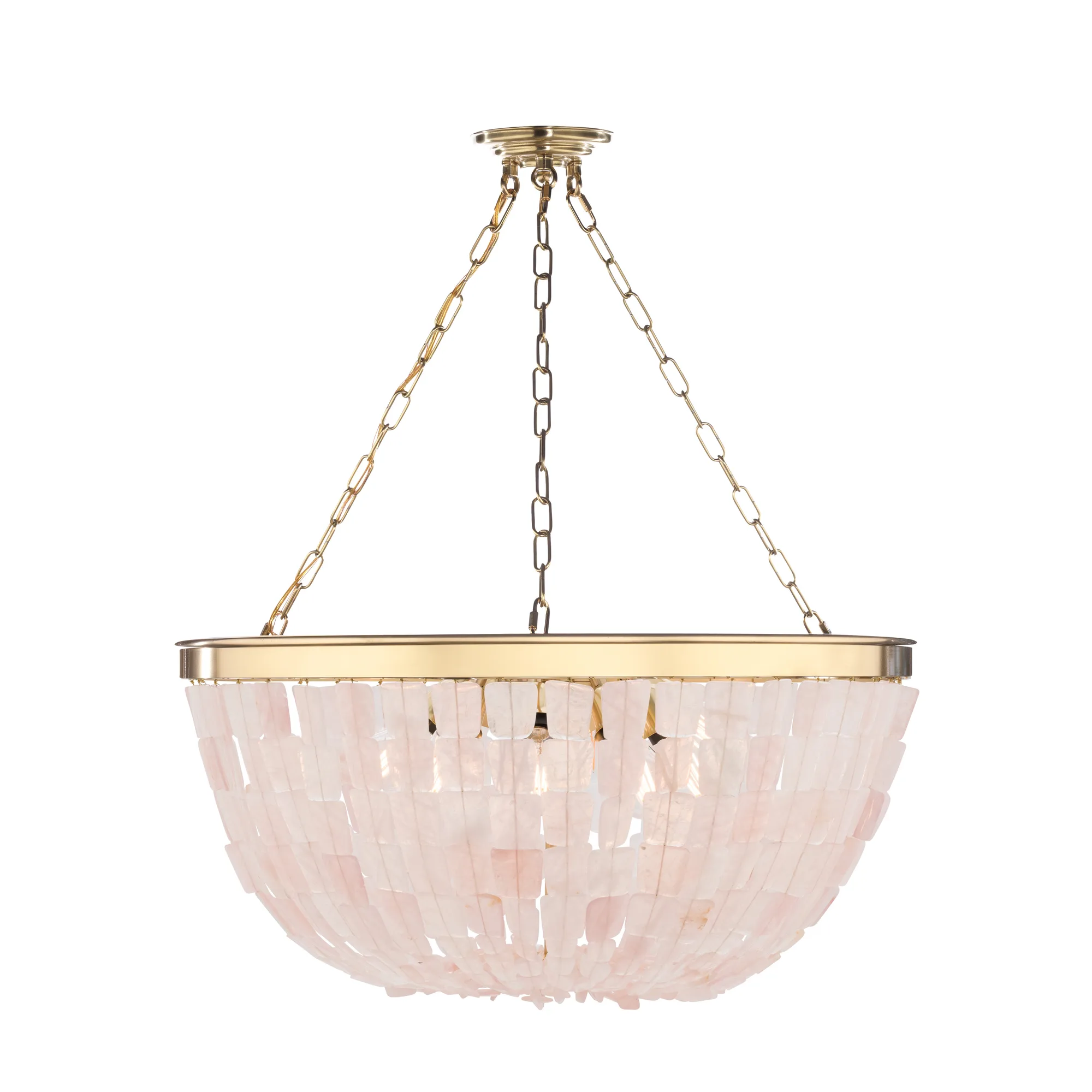 Flotsam 8-Light Pendant in Brass with Pink Quartz