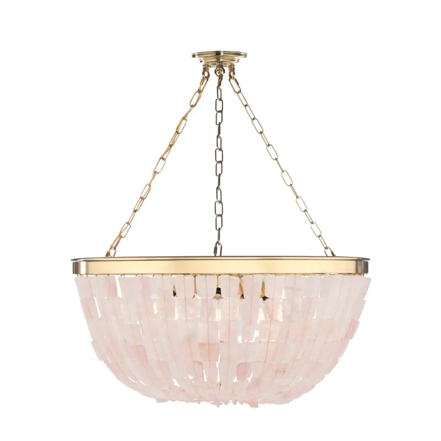 Flotsam 8-Light Pendant in Brass with Pink Quartz - Image 1