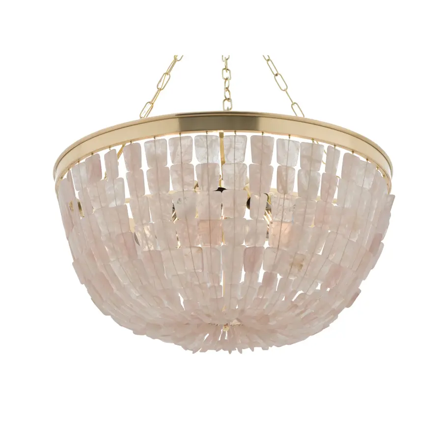 Flotsam 8-Light Pendant in Brass with Pink Quartz - Image 2