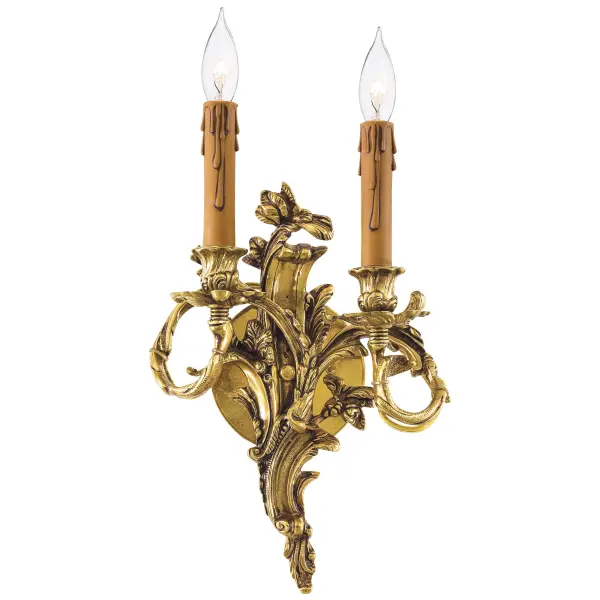 This handcrafted Italian wall sconce brings European elegance to any space with its warm French Gold finish. The compact 2-light design provides ample illumination while maintaining a refined profile perfect for smaller walls.