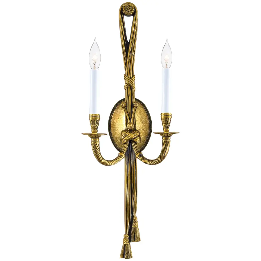 Oversized 2-Light Wall Sconce in Antique Gold