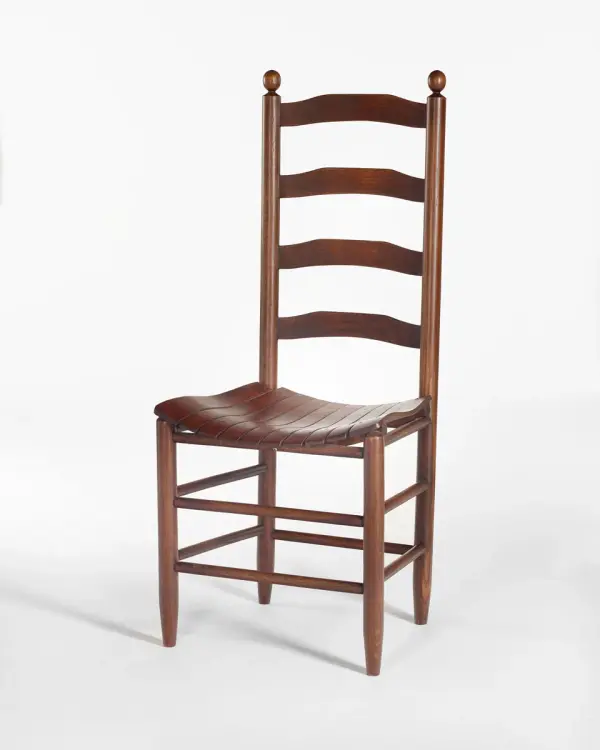 The traditional styling of the ladder back with extra cuts in the back slats for a comfortable “sit a spell” that’s better for the back.