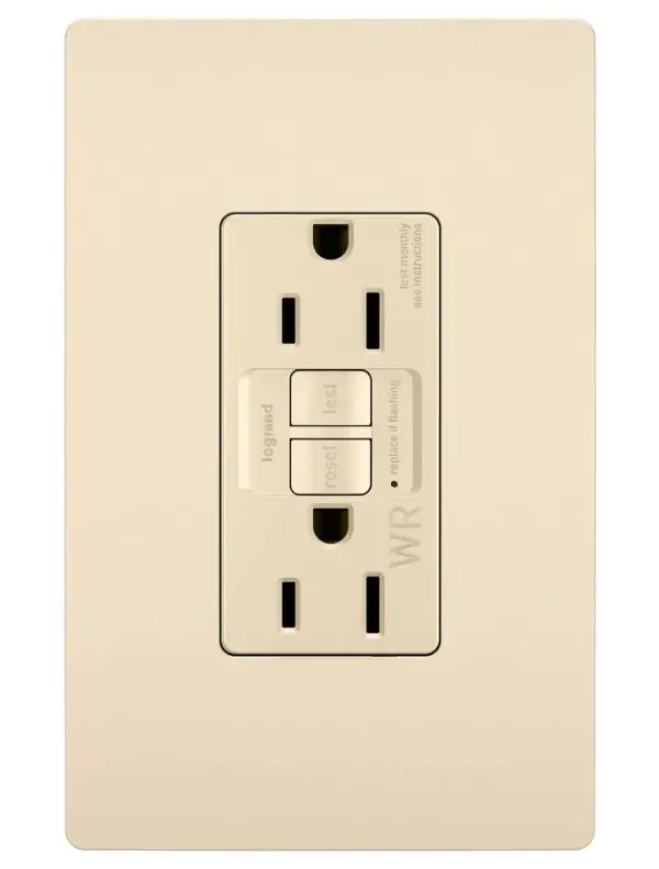 GFCI receptacles from the radiant Collection self-test automatically every three seconds to ensure reliable protection from shock due to ground fault occurrences. Meeting National Electrical Code requirements for ground fault protection, GFCI receptacles make it easier to recognize and fix trips right where they happen €" no more confusion at the breaker box. Also including tamper and weather resistance, this model was designed for use on decks, patios, pool areas, and other outdoor spaces. Maximize safety, in style, with GFCI protection featuring the sleek, clean lines of radiant. GFCI protection is required by code in bathrooms, kitchens, garages, basements, outdoor areas, and for any other outlets found within six feet of a sink or water source. GFCI outlets should always be used when replacing existing GFCI outlets during renovation. Made exclusively for use with screwless Wall Plates from the radiant Collection, sold separately. Spec-Grade devices are engineered to meet federal specifications for use in commercial installations.Made exclusively for use with screwless Wall Plates from the radiant Collection, sold separately. Collection: radiant Finish: Light Almond Width: 1.73" Height: 4.20" Length: 1.13" Weight: 0.25 lb Country of Origin: China