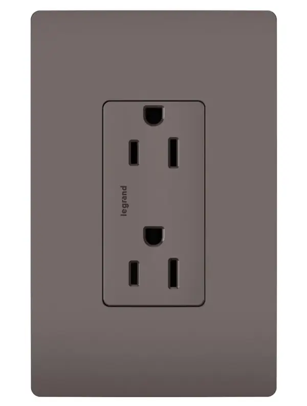 Take a step up from the standard. This tamper-resistant duplex outlet installs easily for the basic power every home needs, while elevating your space with the sleek, clean lines of radiant for a sophisticated look.Made exclusively for use with screwless Wall Plates from the radiant Collection, sold separately. Collection: radiant Finish: Brown Width: 1.29" Height: 4.20" Length: 1.00" Weight: 0.13 lb Country of Origin: China
