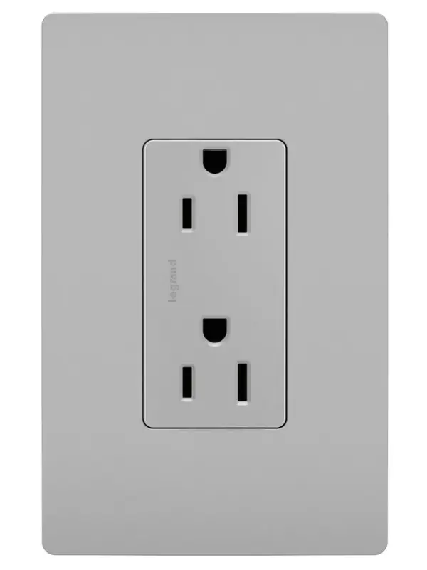 Take a step up from the standard. This tamper-resistant duplex outlet installs easily for the basic power every home needs, while elevating your space with the sleek, clean lines of radiant for a sophisticated look.Made exclusively for use with screwless Wall Plates from the radiant Collection, sold separately. Collection: radiant Finish: Gray Width: 1.29" Height: 4.20" Length: 1.00" Weight: 0.13 lb Country of Origin: China