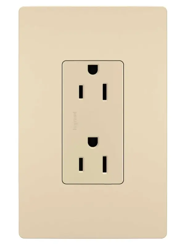 Take a step up from the standard. This tamper-resistant duplex outlet installs easily for the basic power every home needs, while elevating your space with the sleek, clean lines of radiant for a sophisticated look.Made exclusively for use with screwless Wall Plates from the radiant Collection, sold separately. Collection: radiant Finish: Ivory Width: 1.29" Height: 4.20" Length: 1.00" Weight: 0.13 lb Country of Origin: China