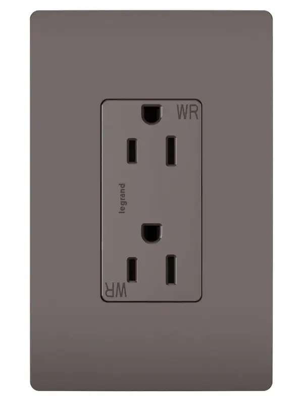 Take a step up from the standard, even outside. This weather-resistant outlet installs easily to bring power to your patio, pool area, porch or deck, while elevating your outdoor space with the sleek, clean lines of radiant for a sophisticated look.Made exclusively for use with screwless Wall Plates from the radiant Collection, sold separately. Collection: radiant Finish: Brown Width: 1.29" Height: 4.20" Length: 1.00" Weight: 0.13 lb Country of Origin: Mexico