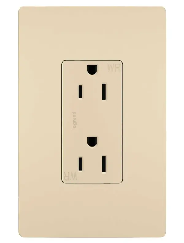Take a step up from the standard, even outside. This weather-resistant outlet installs easily to bring power to your patio, pool area, porch or deck, while elevating your outdoor space with the sleek, clean lines of radiant for a sophisticated look.Made exclusively for use with screwless Wall Plates from the radiant Collection, sold separately. Collection: radiant Finish: Ivory Width: 1.29" Height: 4.20" Length: 1.00" Weight: 0.13 lb Country of Origin: Mexico