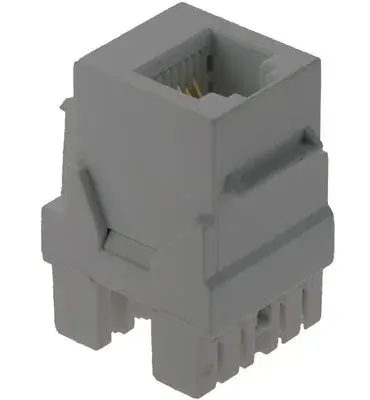 Keystone insert to support up to three phone lines. Collection: adorne Finish: Magnesium Notes: Rj25 6Posn/6Cond Telephone Kystn Conn Weight: 0.05 lb Country of Origin: China Connection: Snap In