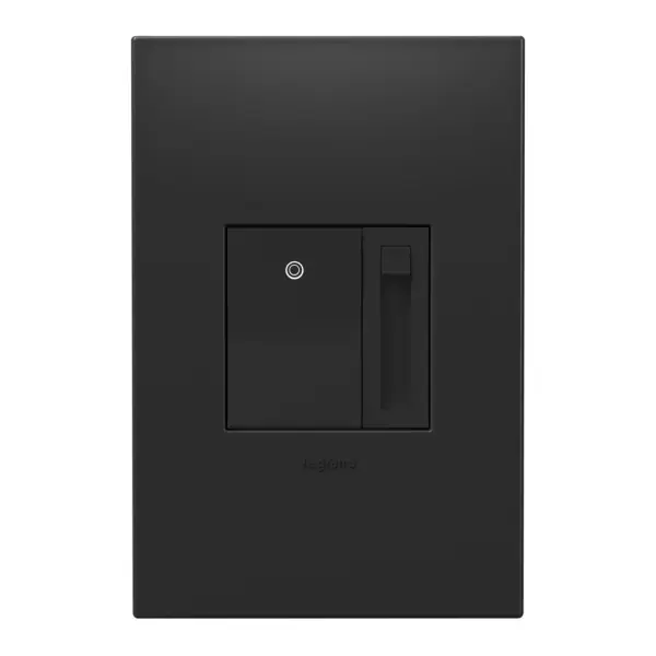 Upgrade your space with the Legrand LED dimmer switch in the adorne Collection. Designed specifically for flicker-free control of today's dimmable LED light bulbs and fixtures, this dimmer features advanced circuitry to offer a superior lighting control experience that works right out of the box. The dimmer switch boasts a variety of user adjustments to adapt to a wide range of dimmable LED lights, eliminating unpleasant flickering, pop-ons and more. As a part of the adorne Collection, the advanced dimmer for LED lights also features clean lines and smooth control for a sophisticated touch. Pair with a screwless adorne Wall Plate and other designer switches and outlets from the Collection for a cohesive design throughout the home. Made exclusively for use with screwless Wall Plates from the adorne Collection, sold separately. Not intended for use with 0-10V, Magnetic Low Voltage and Electronic Low Voltage Drivers. Collection: adorne Finish: Graphite Width: 1.77" Height: 2.70" Length: 1.37" Country of Origin: China
