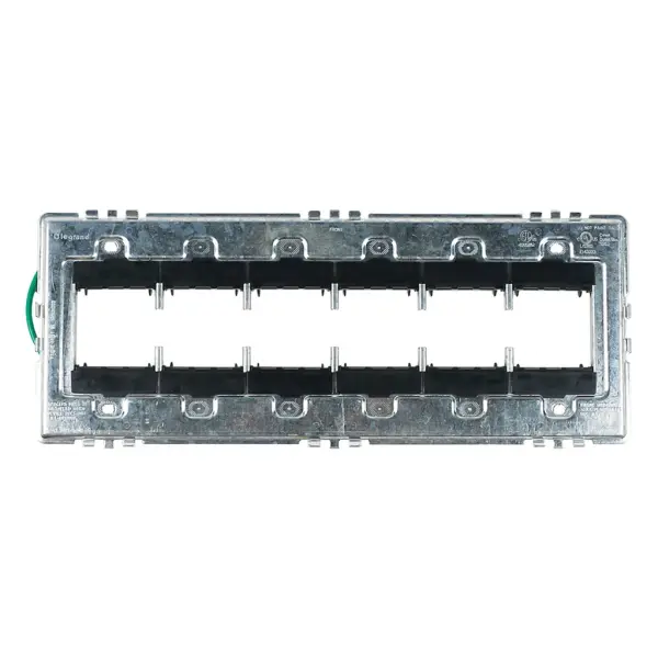 5-Gang sub frame for mounting adorne devices Collection: adorne Width: 12.40" Height: 5.10" Length: 0.25" Weight: 1.00 lb Country of Origin: Mexico