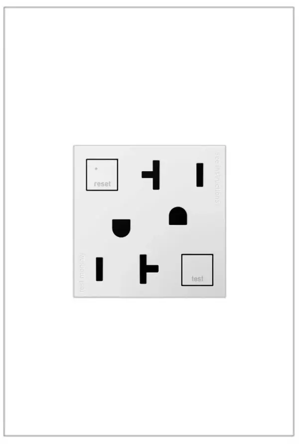 Add contemporary style, safely, to kitchens, bathrooms and more, with GFCI Outlets from the adorne Collection. Meeting Electrical Code for ground fault protection in the home, GFCI outlets make it easier to fix trips right where they happen €" no more confusion or running to the breaker box. The adorne GFCI Outlets also self-test automatically every three seconds to ensure reliable protection from shock due to ground fault occurrences. GFCI protection is required by code in bathrooms, kitchens, garages, basements, outdoor areas, and for any other outlets found within six feet of a sink or water source. GFCI outlets should always be used when replacing existing GFCI outlets during renovation.Made exclusively for use with screwless Wall Plates from the adorne Collection, sold separately. Collection: adorne Finish: White Width: 1.82" Height: 2.66" Length: 1.77" Weight: 0.26 lb Voltage: 125.00 V Material: Polycarbonate Country of Origin: China Connection: Back Wire Manufacturer Warranty: Limited Lifetime