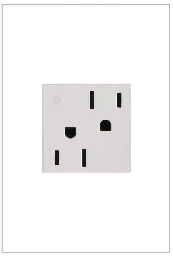 A modern upgrade for style, safety and energy management, this tamper-resistant, dual-controlled outlet from the adorne Collection installs easily in place of an existing outlet. Made exclusively for use with screwless Wall Plates from the adorne Collection, sold separately. Collection: adorne Finish: White Width: 1.77" Height: 2.12" Length: 1.73" Weight: 0.14 lb Voltage: 125.00 V Material: Polycarbonate Country of Origin: China Connection: Back Wire Manufacturer Warranty: Limited Lifetime