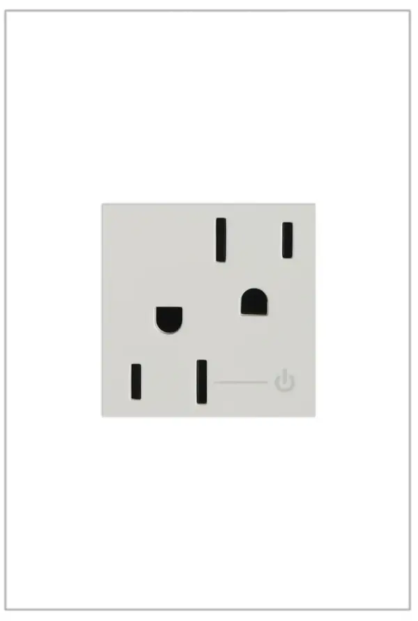 A modern upgrade for style, safety and energy management, this tamper-resistant, dual-controlled outlet from the adorne Collection installs easily in place of an existing outlet. Made exclusively for use with screwless Wall Plates from the adorne Collection, sold separately. Collection: adorne Finish: White Width: 1.77" Height: 2.12" Length: 1.73" Weight: 0.14 lb Voltage: 125.00 V Material: Polycarbonate Country of Origin: China Connection: Back Wire Manufacturer Warranty: Limited Lifetime