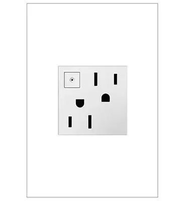 Add stunning, modern style with this outlet from the adorne Collection, while conserving energy when it's not in use. It allows you to stop the flow of power whenever you don't need it, for easy energy management. Made exclusively for use with screwless Wall Plates from the adorne Collection, sold separately. Collection: adorne Finish: White Notes: Pwr S-Manual On/Off Outlet-2Mod 15A Width: 2.66" Height: 1.77" Length: 1.73" Weight: 0.22 lb Bulb Type: tbn Voltage: 125.00 V Material: Polycarbonate Country of Origin: China Connection: Back Wire Manufacturer Warranty: Limited Lifetime