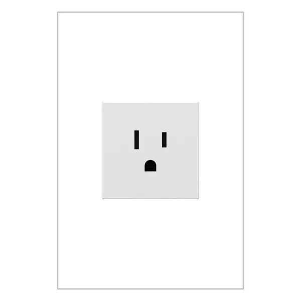 Designed with the same commitment to style and safety as the entire adorne Collection, this device is ideal as a dedicated outlet for large or stationary appliances, or in small or narrow areas where a single plug is needed. The single outlet features ""invisi-shutters"" for discreet tamper-resistance that keeps children safe without compromising on style.Made exclusively for use with screwless Wall Plates from the adorne Collection, sold separately. Collection: adorne Finish: White Width: 2.66" Height: 1.77" Length: 1.73" Weight: 0.14 lb Material: Polycarbonate Country of Origin: China