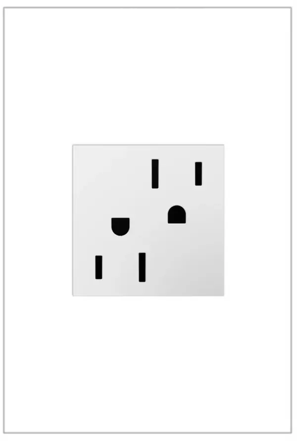 A modern upgrade for style and safety, this tamper-resistant designer outlet from the adorne Collection installs easily for the basic power every home needs, while elevating your space. Made exclusively for use with screwless Wall Plates from the adorne Collection, sold separately. Collection: adorne Finish: White Width: 1.77" Height: 2.12" Length: 1.73" Weight: 0.25 lb Voltage: 125.00 V Material: Polycarbonate Country of Origin: China Connection: Back Wire Manufacturer Warranty: Limited Lifetime