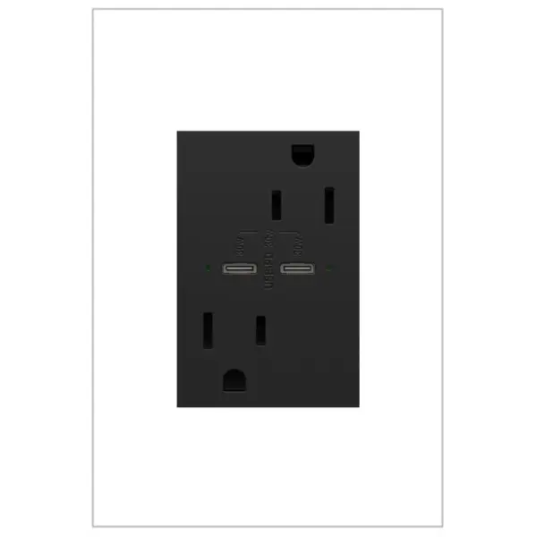 Charge phones, tablets and more up to 40% faster, with Ultra-Fast USB Outlets from the adorne Collection. Made to deliver a leading 6 amps of power, it provides a fast, future-proof solution for convenient in-wall charging without an adapter. Easily replacing traditional outlets in as little as ten minutes, this Ultra-Fast USB Outlet transforms your space with modern functionality and the unique, contemporary aesthetic of adorne. Made exclusively for use with screwless Wall Plates from the adorne Collection, sold separately. Collection: adorne Finish: Graphite Width: 2.50" Height: 3.00" Length: 1.77" Weight: 0.20 lb Material: Polycarbonate Country of Origin: China Manufacturer Warranty: Limited Lifetime