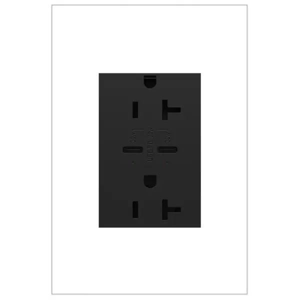 Charge phones, tablets and more up to 40% faster, with Ultra-Fast USB Outlets from the adorne Collection. Made to deliver a leading 6 amps of power, it provides a fast, future-proof solution for convenient in-wall charging without an adapter. Easily replacing traditional outlets in as little as ten minutes, this Ultra-Fast USB Outlet transforms your space with modern functionality and the unique, contemporary aesthetic of adorne. Made exclusively for use with screwless Wall Plates from the adorne Collection, sold separately. Collection: adorne Finish: Graphite Width: 2.50" Height: 3.00" Length: 1.77" Weight: 0.30 lb Material: Polycarbonate Country of Origin: China Manufacturer Warranty: Limited Lifetime