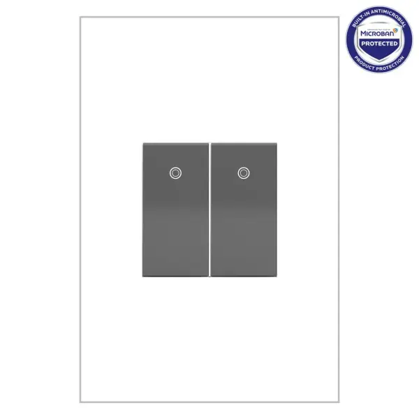 A modern twist on classic up-and-down light switch control, the Paddle Switch lets you turn lights on and off with ease and style. Use this 277V switch on its own to control a light or fixture from a single location, or pair with a second switch for 3-way control of a single light source from two locations. Combine this half-size switch with other half or standard-sized devices to fit more functionality in a single decorative wall plate.This switch features enduring Microban antimicrobial technology that works to reduce the growth of bacteria, around the clock, for the lifespan of the product. Existing inventory of switches, dimmers and plastic wall plates from the adorne Collection at some partner locations may not yet include Microban protection. To confirm that a specific Legrand product is protected with Microban, check that the exterior of the product packaging includes a green dot or a ""Protected with Microban"" label.Made exclusively for use with screwless Wall Plates from the adorne Collection, sold separately.No antimicrobial efficacy claims are being made or are valid with respect to products sold in Canada. Collection: adorne Finish: Magnesium Width: 1.50" Height: 1.77" Length: 0.89" Weight: 0.15 lb Voltage: 120.00 V Material: Polycarbonate Country of Origin: China Switch: Paddle Manufacturer Warranty: Limited Lifetime