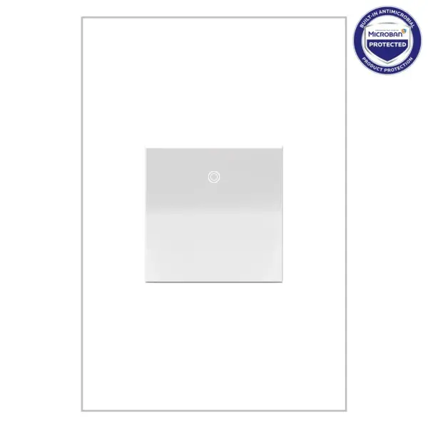 A sleek update to the standard toggle, this modern light switch lets you turn lights on and off with ease and style. Use this 20A light switch on its own to control a light or fixture from a single location, or pair with a second switch for 3-way control.This switch features enduring Microban antimicrobial technology that works to reduce the growth of bacteria, around the clock, for the lifespan of the product. Existing inventory of switches, dimmers and plastic wall plates from the adorne Collection at some partner locations may not yet include Microban protection. To confirm that a specific Legrand product is protected with Microban, check that the exterior of the product packaging includes a green dot or a ""Protected with Microban"" label.Made exclusively for use with screwless Wall Plates from the adorne Collection, sold separately.No antimicrobial efficacy claims are being made or are valid with respect to products sold in Canada. Collection: adorne Finish: White Notes: Paddle Switch 2Mod 20A Sp/3W Width: 1.77" Height: 1.77" Length: 1.59" Weight: 0.17 lb Bulb Type: tbn Voltage: 120.00 V Material: Polycarbonate Country of Origin: China Switch: Paddle Manufacturer Warranty: Limited Lifetime