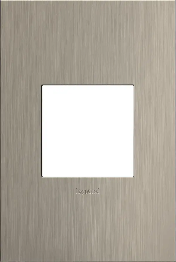 Think €œdistinguished, but knows how to have fun.€ Match to existing hardware, or use for contrast. A 3-Gang Wall Plate, it is perfectly sized to fit any combination of up to three standard-sized adorne devices, or up to six half-sized adorne designer switches and outlets. Collection: adorne Finish: Satin Nickel Notes: Satin Nickel 1 Gang /2Mod Wp Width: 3.45" Height: 5.13" Length: 0.35" Weight: 0.61 lb Extension from Wall: 1.19" Bulb Type: tbn Material: Cast Metals Country of Origin: Mexico Connection: Screwless Manufacturer Warranty: Limited Lifetime